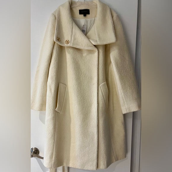 Ann Taylor Belted Funnel Neck Coat L - Picture 4 of 14